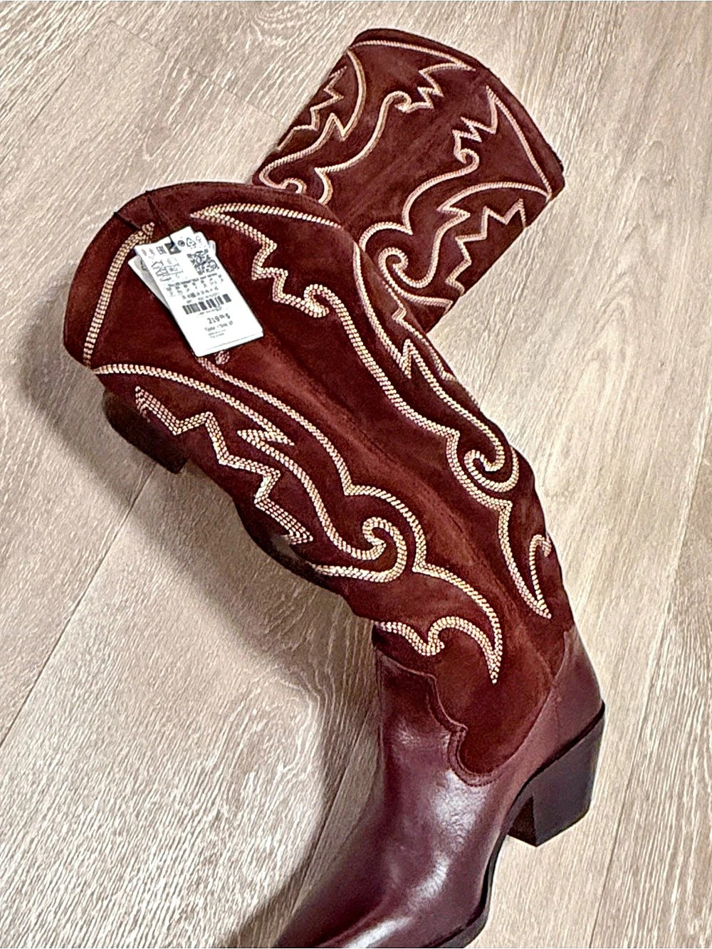 Zara Leather shade  Cowboy Knee High Boots chocolate Brown EU 37